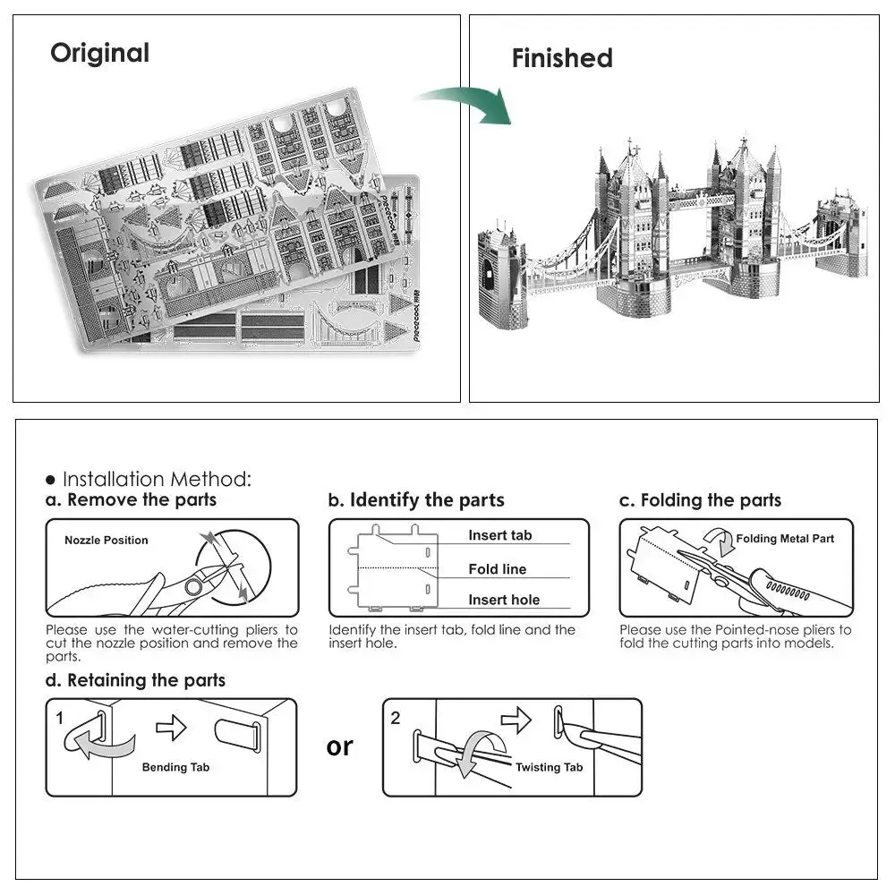 3d Metal Puzzle London Tower Bridge Diy Building Kit Toys for Teens Jigsaw Gifts
