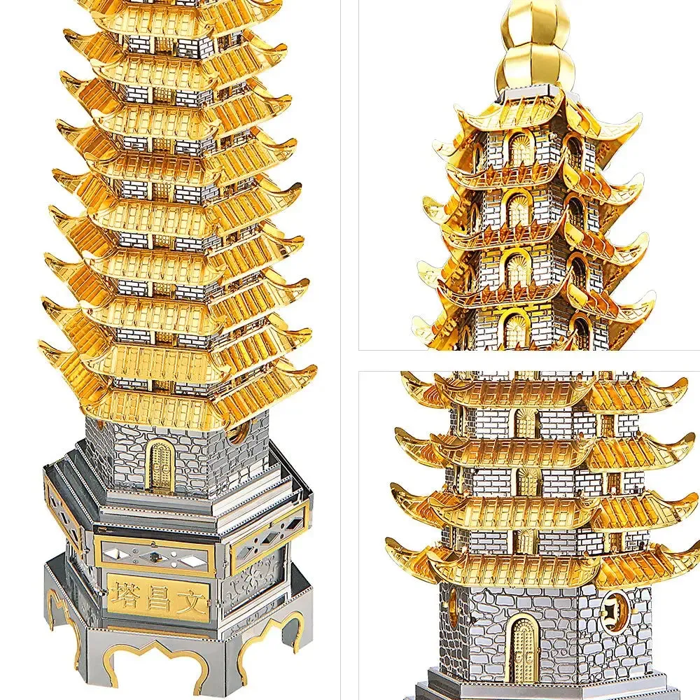 3d Metal Puzzles Wenchang Tower Building Kits for Adult Diy Model Kits Brain Teaser Toys Best Birthday Gift