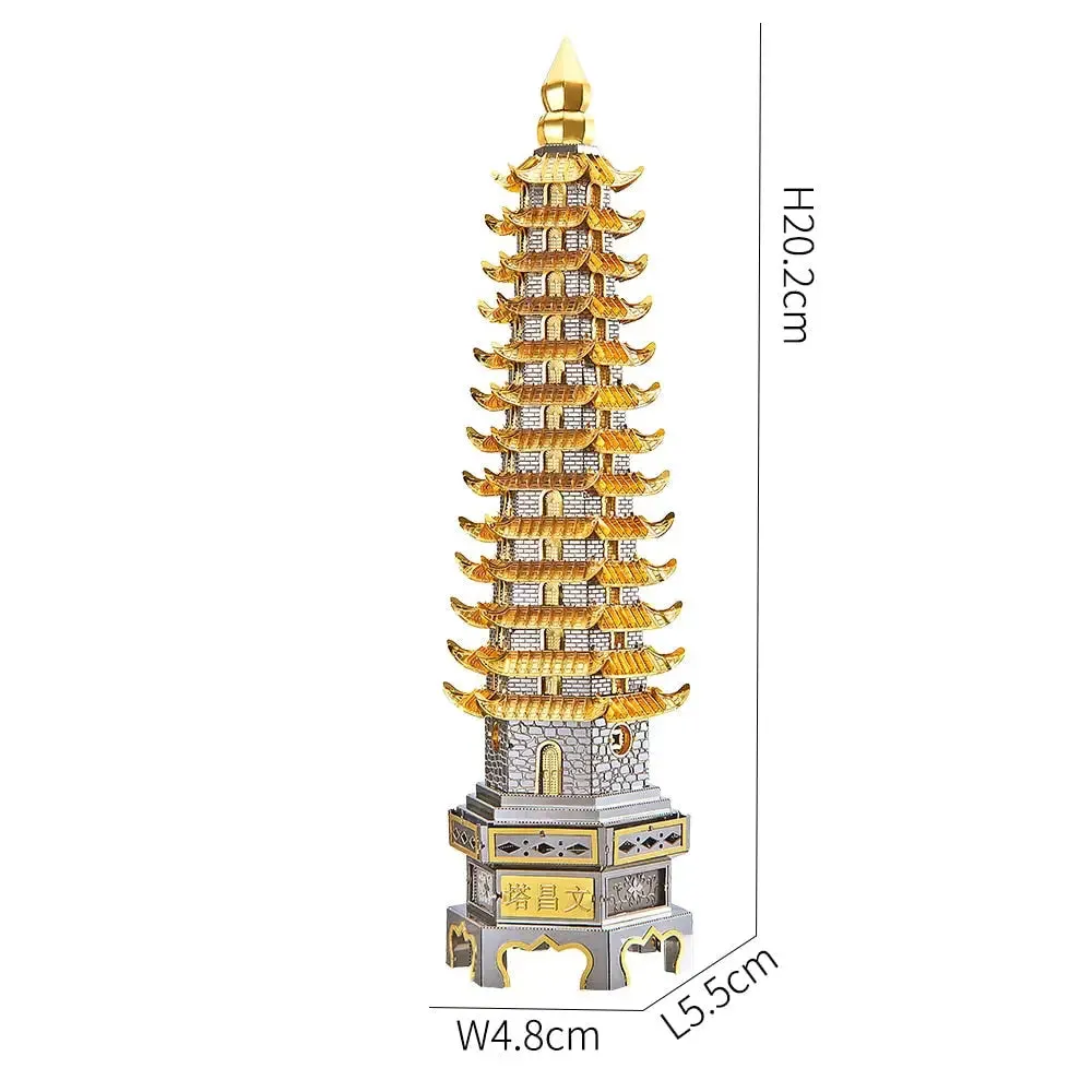 3d Metal Puzzles Wenchang Tower Building Kits for Adult Diy Model Kits Brain Teaser Toys Best Birthday Gift