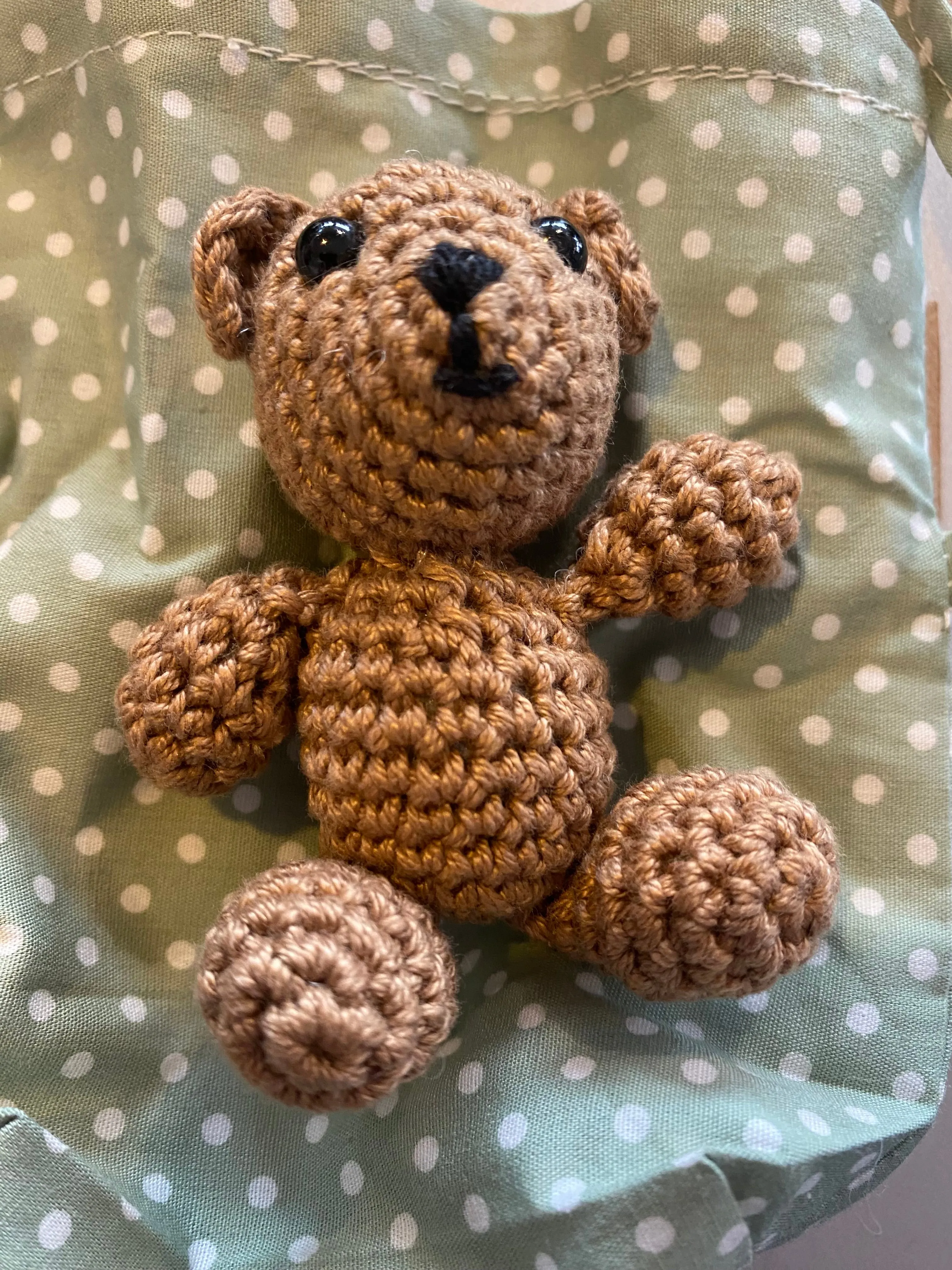 Above Rubies Tiny Teddy in Up-cycled Fabric Pouch