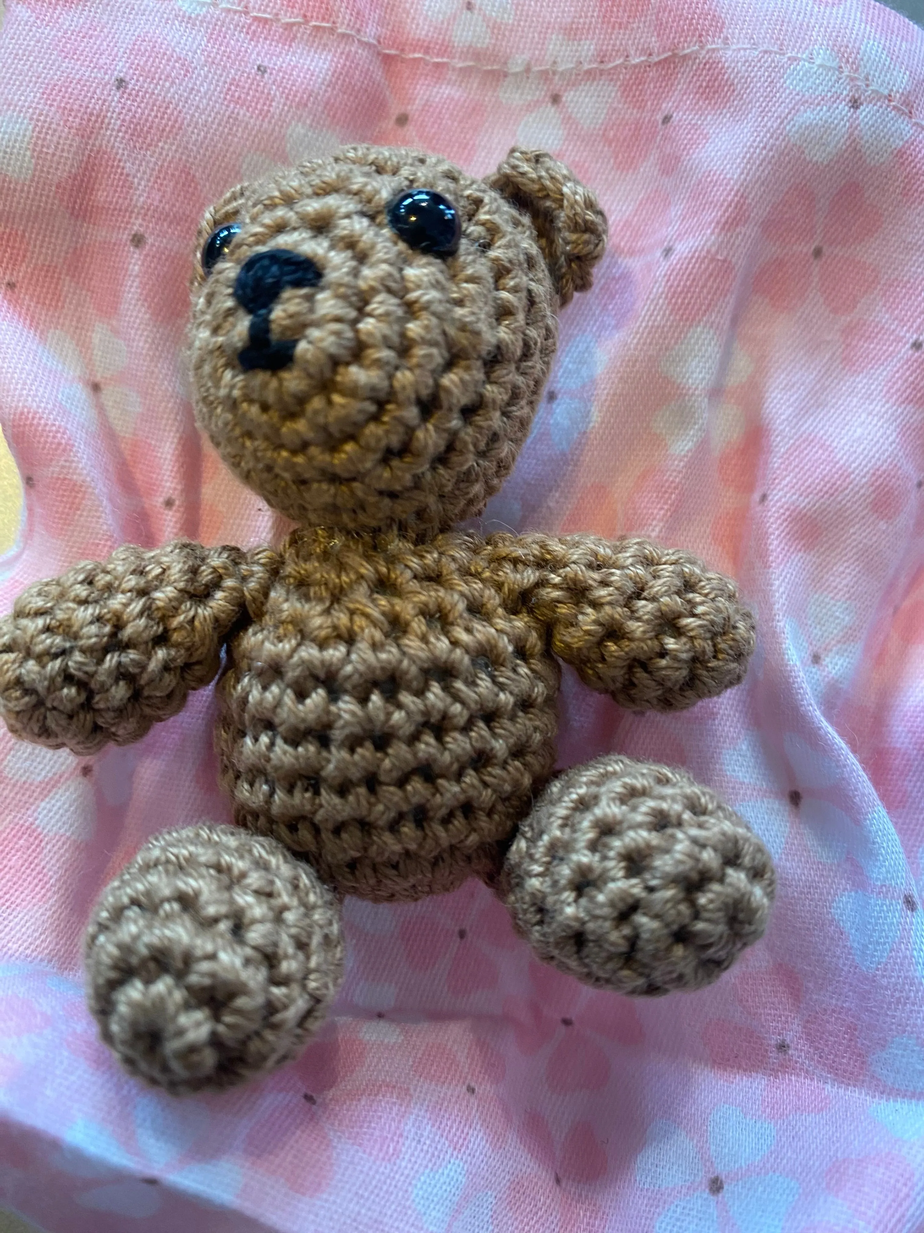 Above Rubies Tiny Teddy in Up-cycled Fabric Pouch