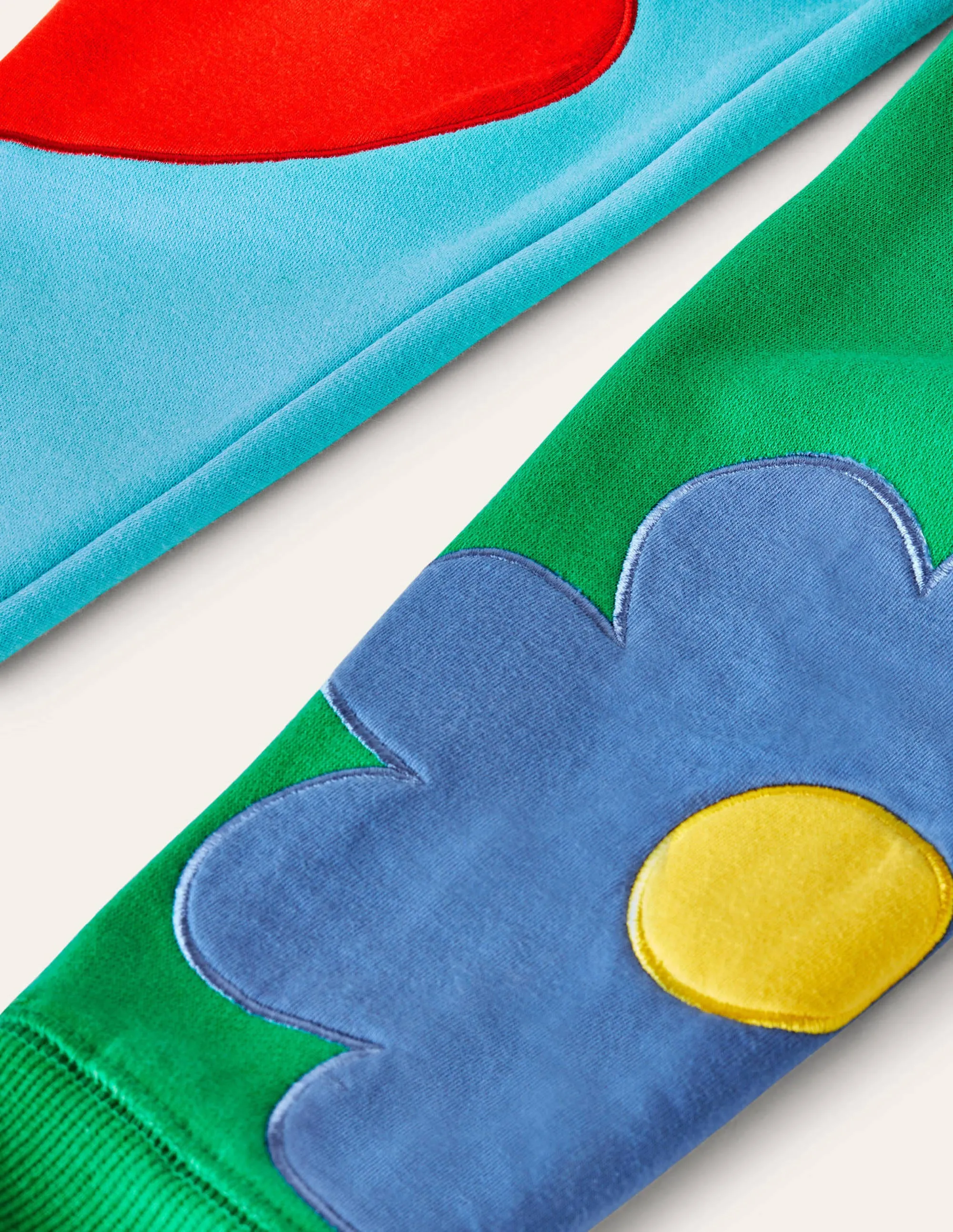 Colour Block Appliqué Jogger-Aqua/ Green Pepper Flowers
