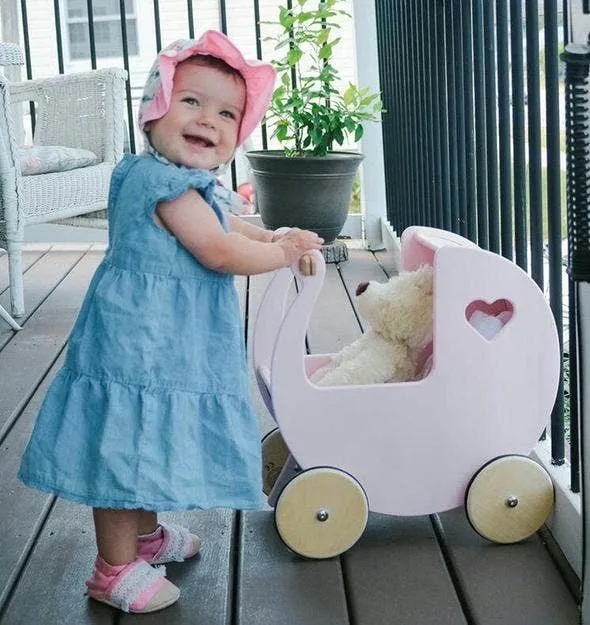 Traditional Dolls Stroller (Pram) - Light Pink